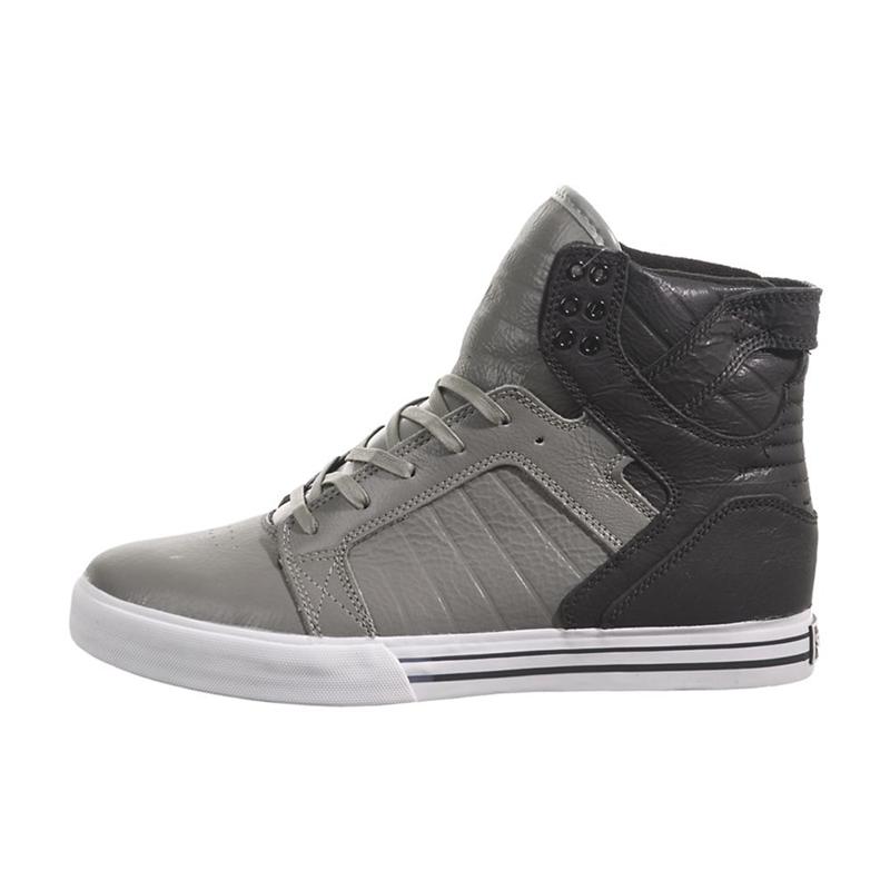 Buty Supra SKYTOP - Sneakersy Wysokie Męskie - Szare Czarne (DFCU-01763)